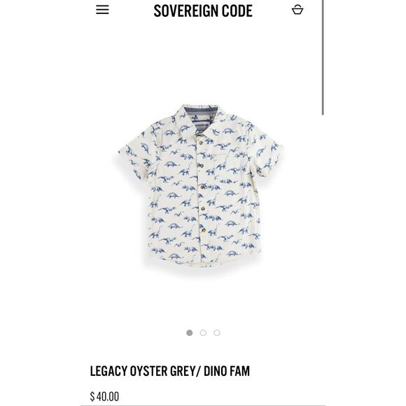 Sovereign Code boys size 7 oyster dinosaur family button up 100% cotton New shor - Picture 1 of 7